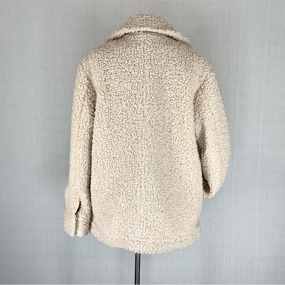 Knox Rose~Women’s Cream Sherpa/Teddy Snap‎ Front Collared Jacket/Coat~Sz S - Picture 7 of 14